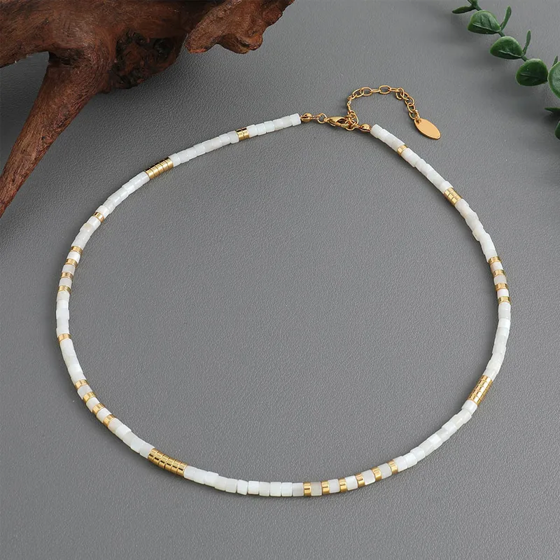 Elegant Beaded Necklace With Gold Accents