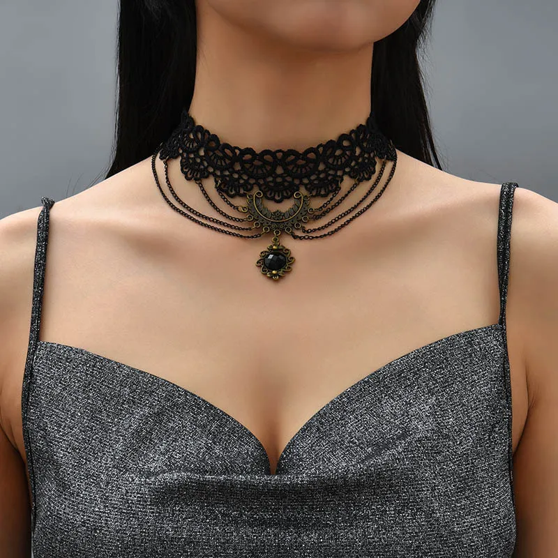 Elegant Gothic Style Lace Choker Necklace